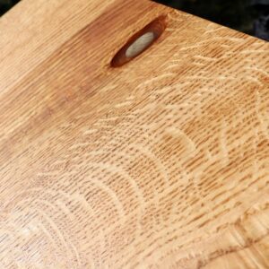 Red Oak Coffee Table with Fossil Embellishments