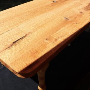 Red Oak Coffee Table with Fossil Embellishments